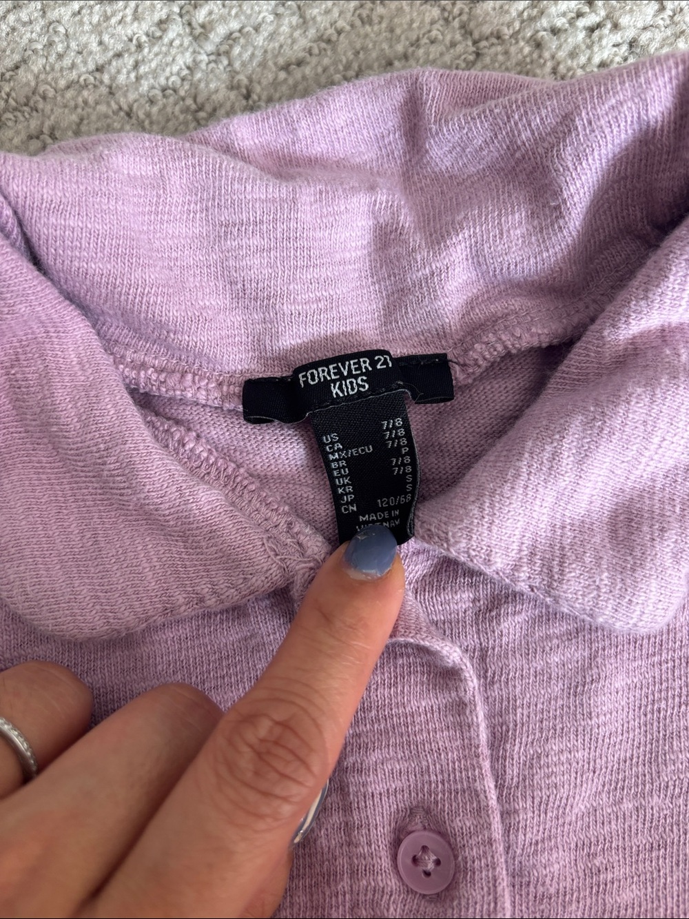 Forever 21 Lavender Button-Front Collared Tee - Picture 3 of 6